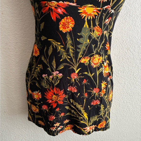 Urban Outfitters Black Tropical Floral Body-con Mini Dress S - Picture 6 of 13